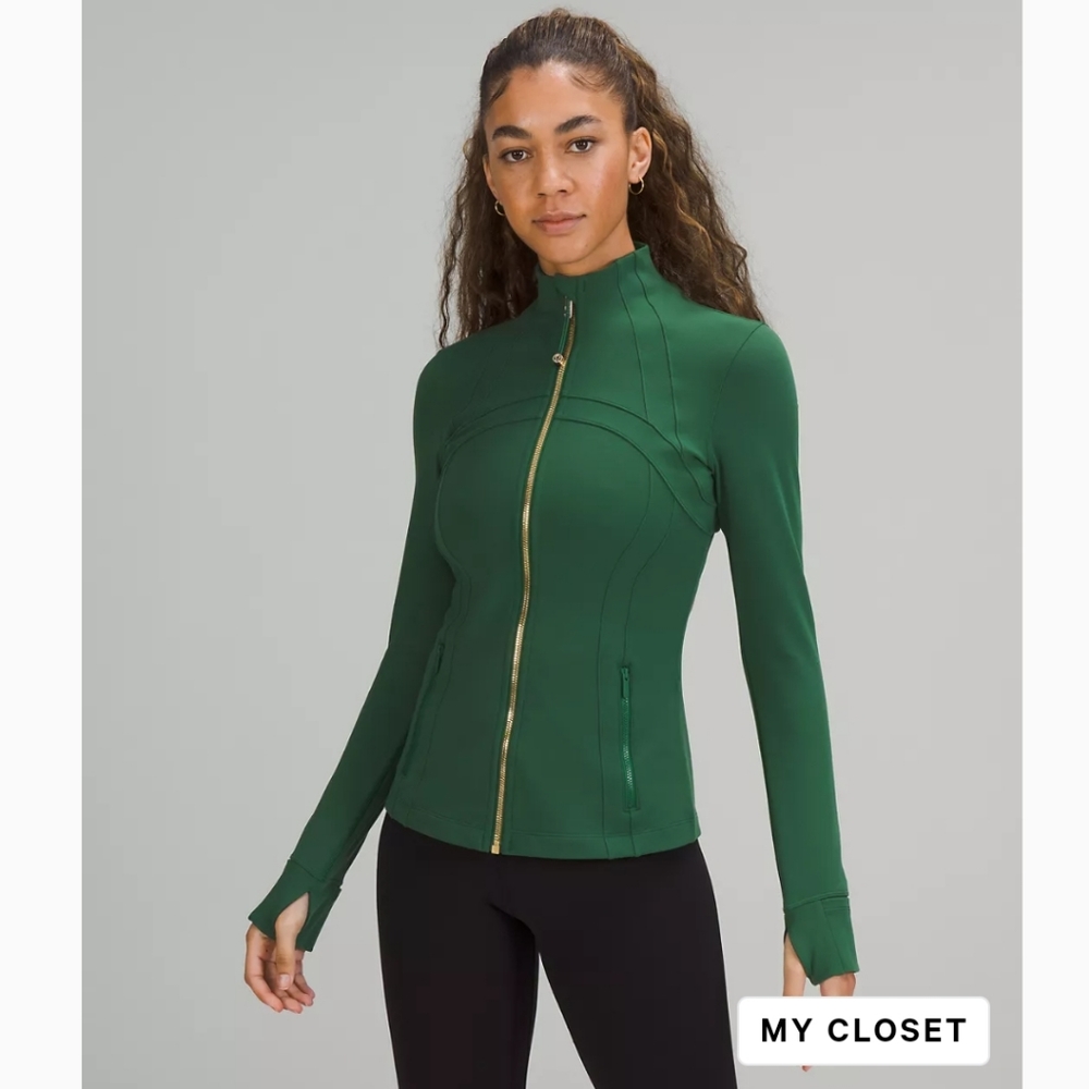Lululemon rare color combo Everglade green with gold zipper define jacket 16